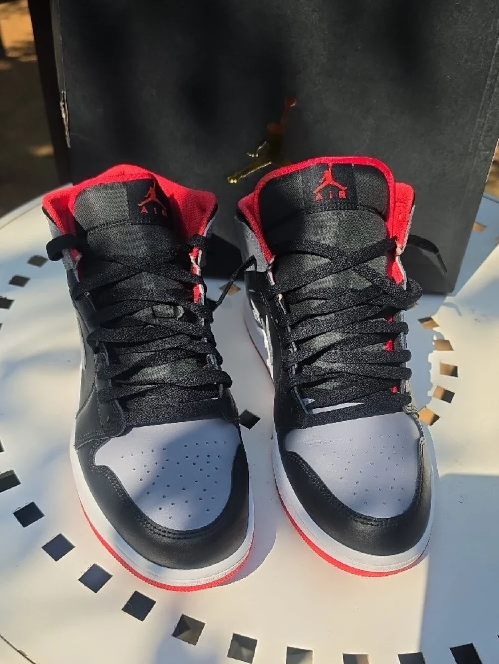 Jordan Men’s Mid-Top Sneakers - Black/Gray/Red